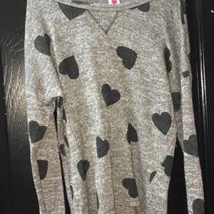 Total Girl Grey/Black Heart Long Sleeve